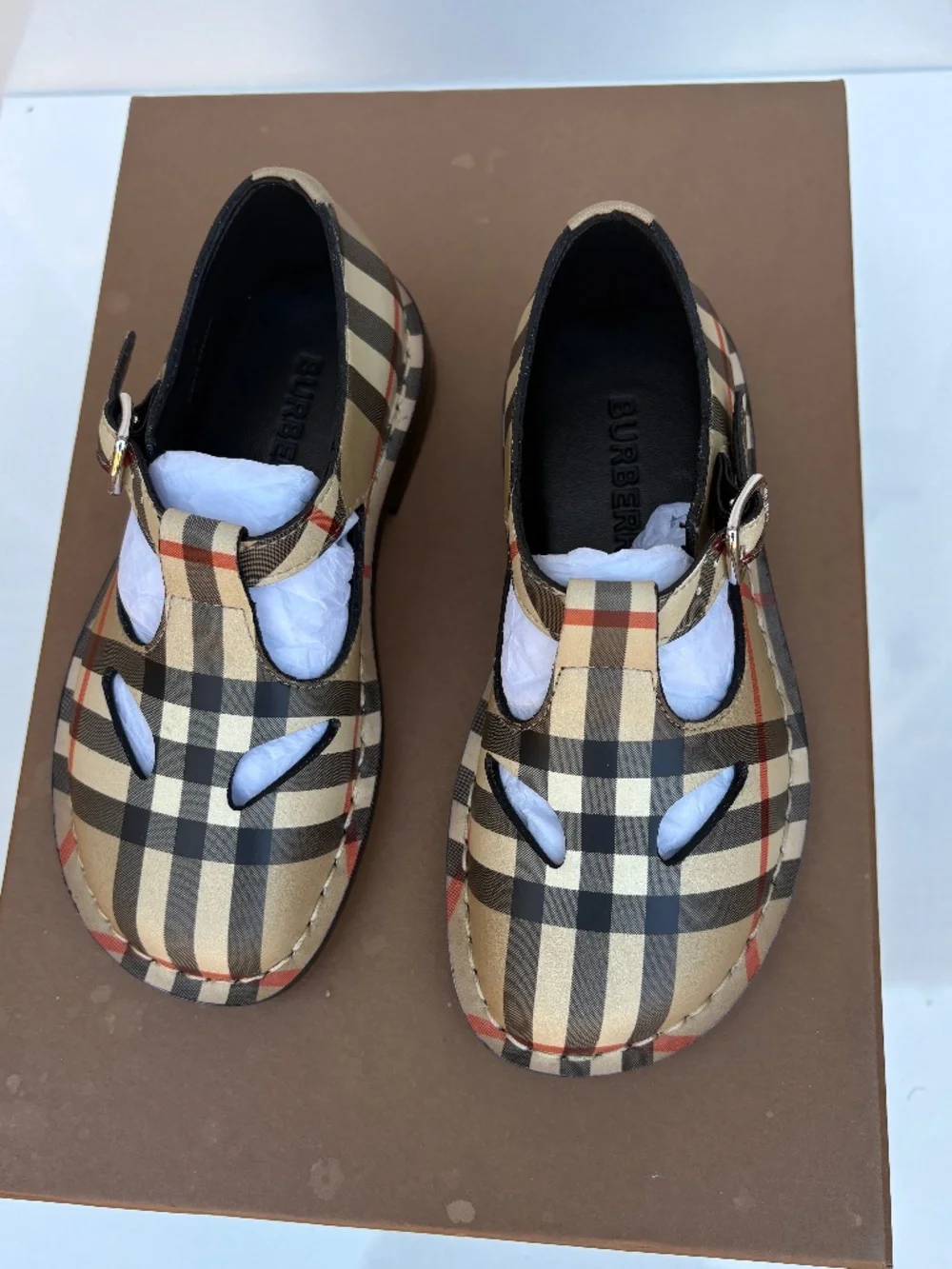 Burberry Girls Mini Kipling Archive Check Mary Jane Shoes EU 27